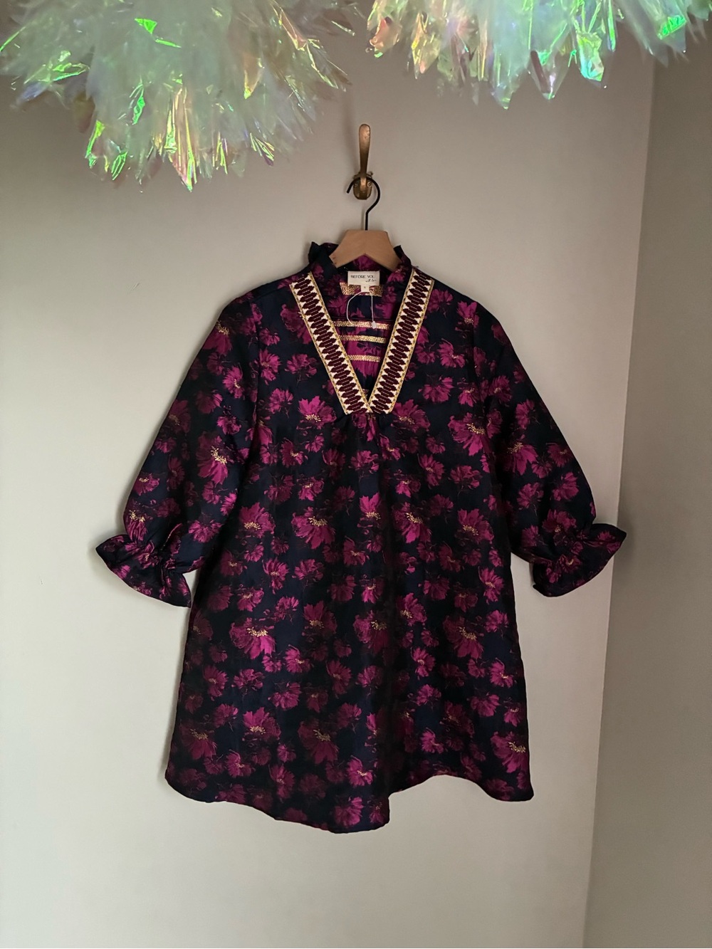 Before You Magenta Floral Romantic Jacquard Cocktail Dress Size Small